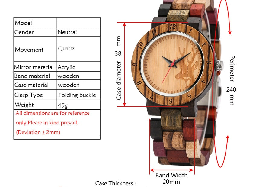 Colored Wood Quartz Watch