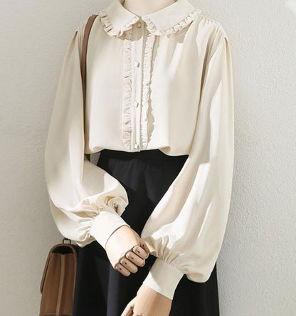 Cute Ruffles Elegant Vintage Blouse