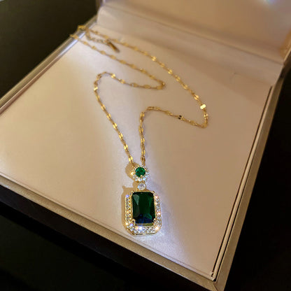 925 Silver Zircon Emerald Set