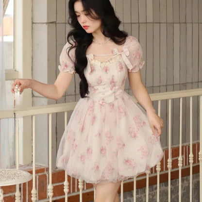 Jielur Lolita Pink Mini Dress