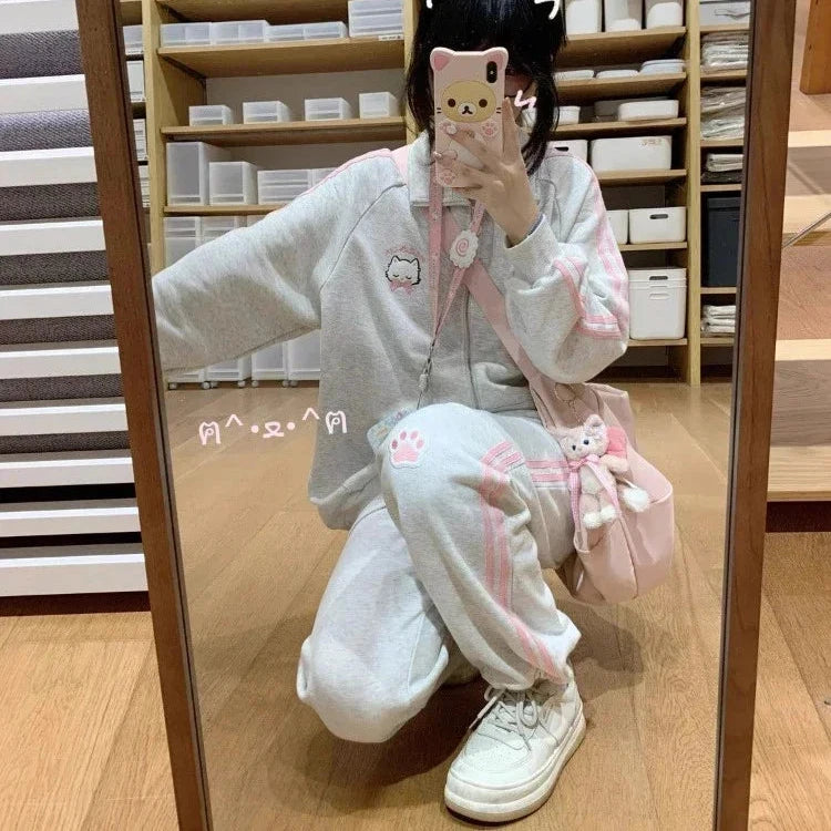 Harajuku Cute Pink Cat Kawaii Track Suit