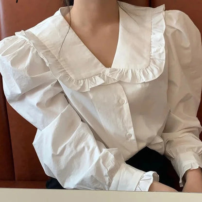 Puff Long Sleeve Solid Blouse