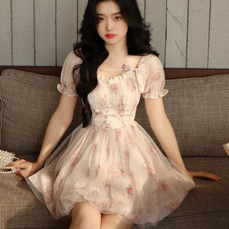 Jielur Lolita Pink Mini Dress