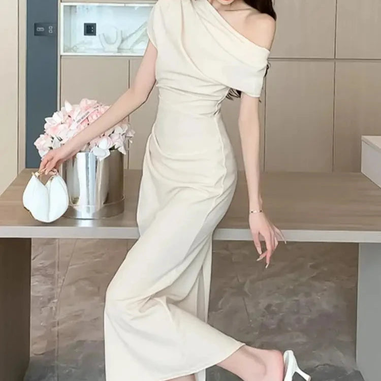 One Piece Solid Vestidos Korean Dresses