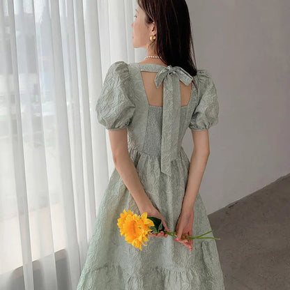French Vintage Green Dress