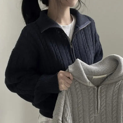 Deeptown Korean Half Zipper Sweaters