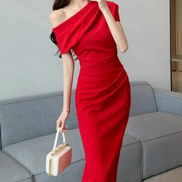 One Piece Solid Vestidos Korean Dresses