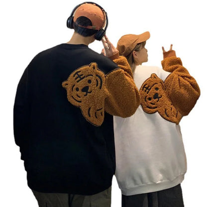 Tiger Flocking Couple Matching Hoodies