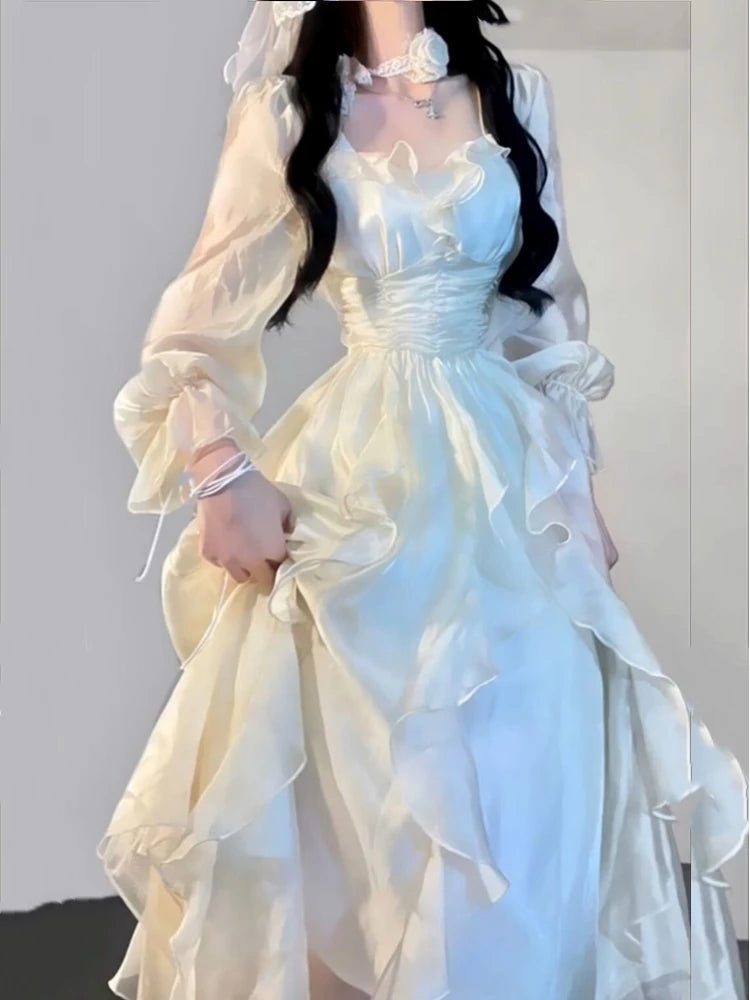 Solid Korean Ruffles Fairy Dresses