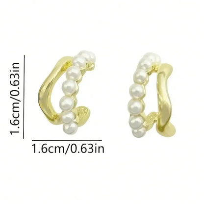 Double-layer design pearl hoop earrings