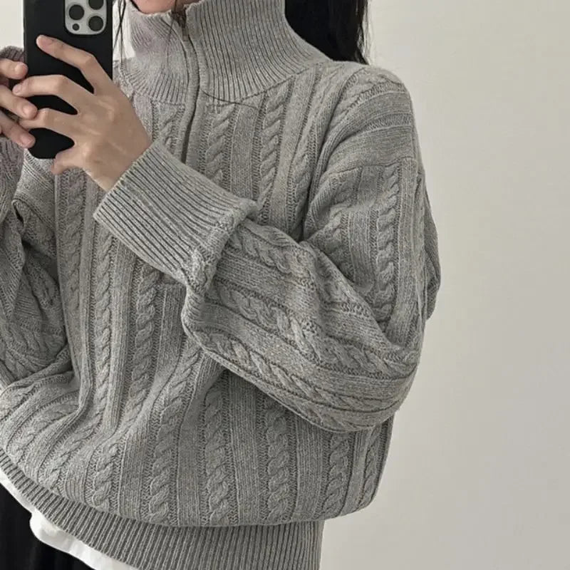 Deeptown Korean Half Zipper Sweaters