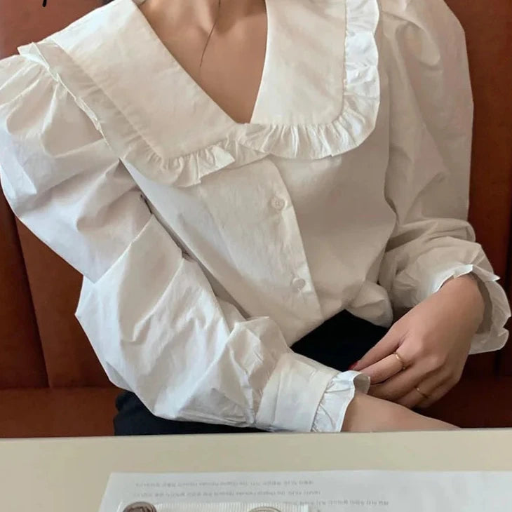 Puff Long Sleeve Solid Blouse