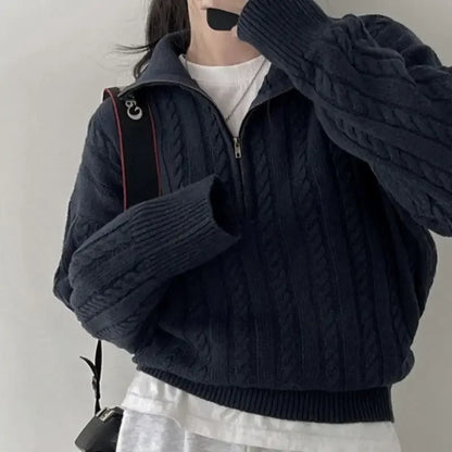 Deeptown Korean Half Zipper Sweaters