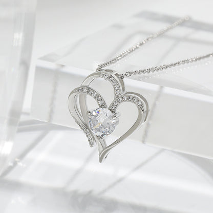 Rhinestones Double Love Necklace
