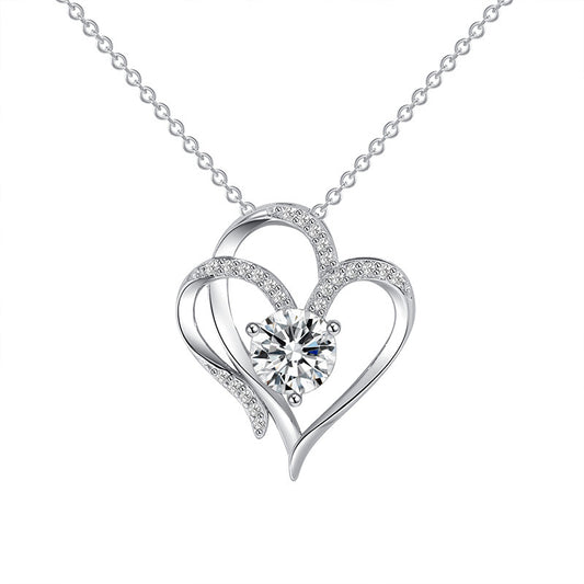 Rhinestones Double Love Necklace