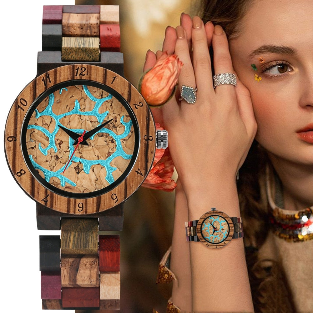 Colored Wood Quartz Watch