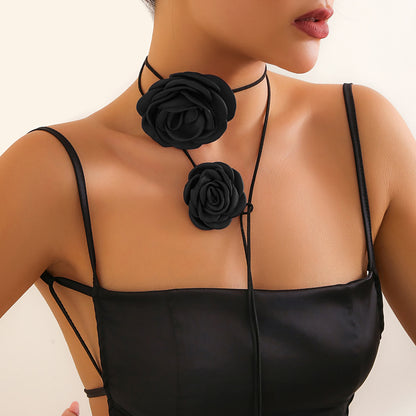 Vintage Rose Lace-up Necklace