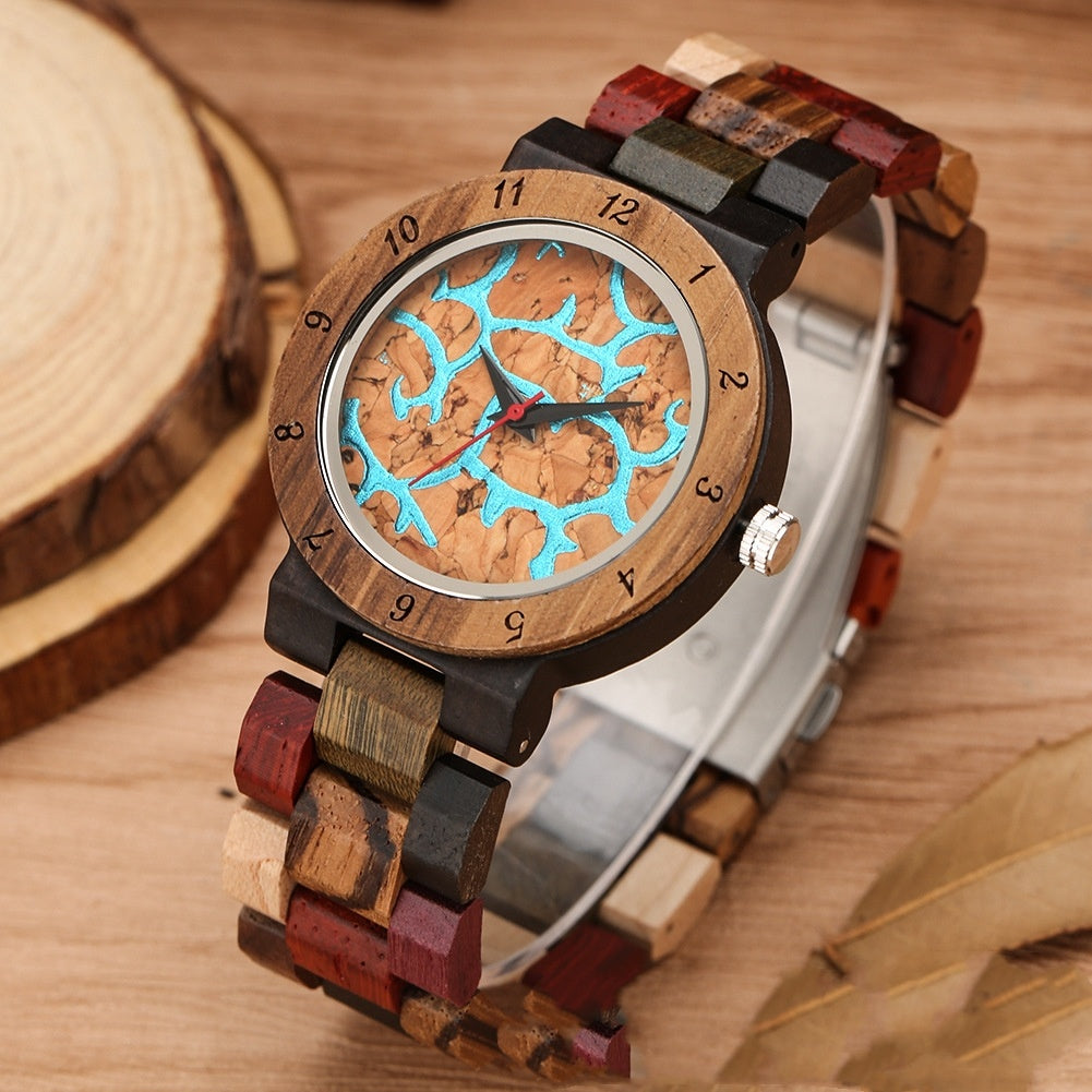 Colored Wood Quartz Watch