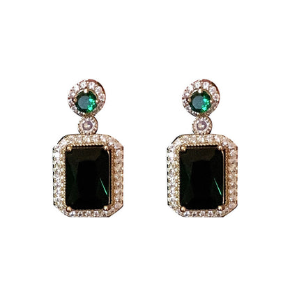 925 Silver Zircon Emerald Set