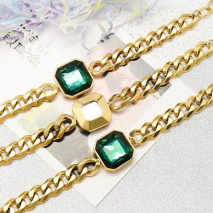 Denim Chain Jade Bracelet