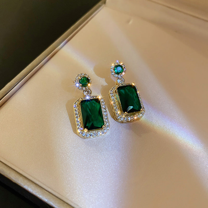 925 Silver Zircon Emerald Set