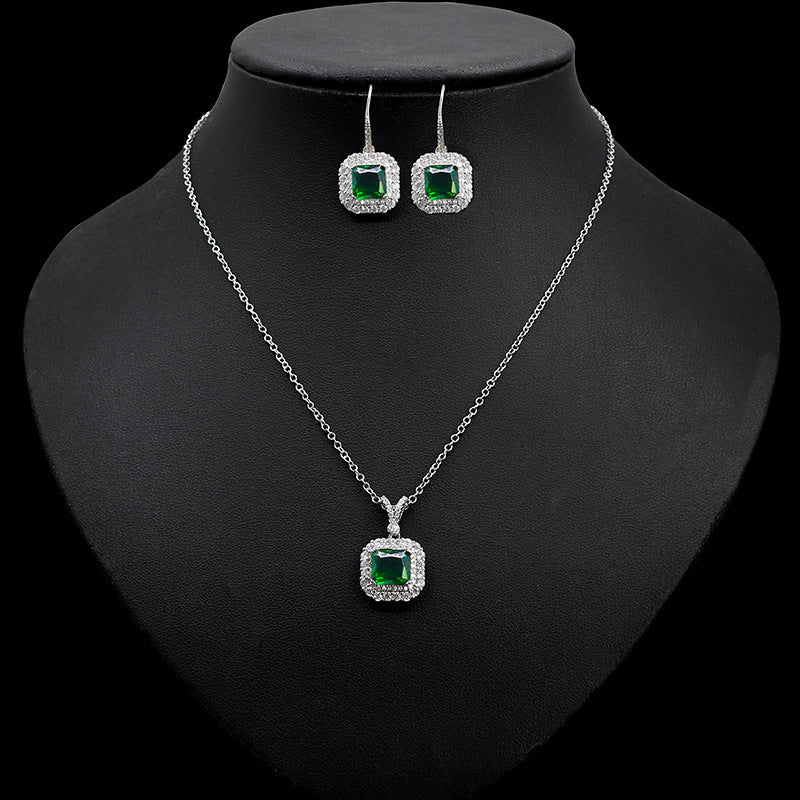 Zircon Colored Gems Pendant Necklace Earrings